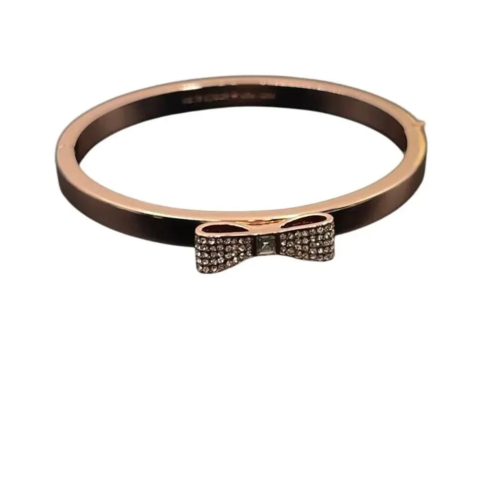 Kate Spade New York Ready Set Bow Bangle Hinged Bracelet‎ (Clear/ Rose Gold) - Picture 2 of 11